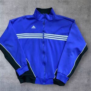 Adidas Athletic Vintage 90s Full Zip Royal Blue Black Sweatshirt Men's Size XL